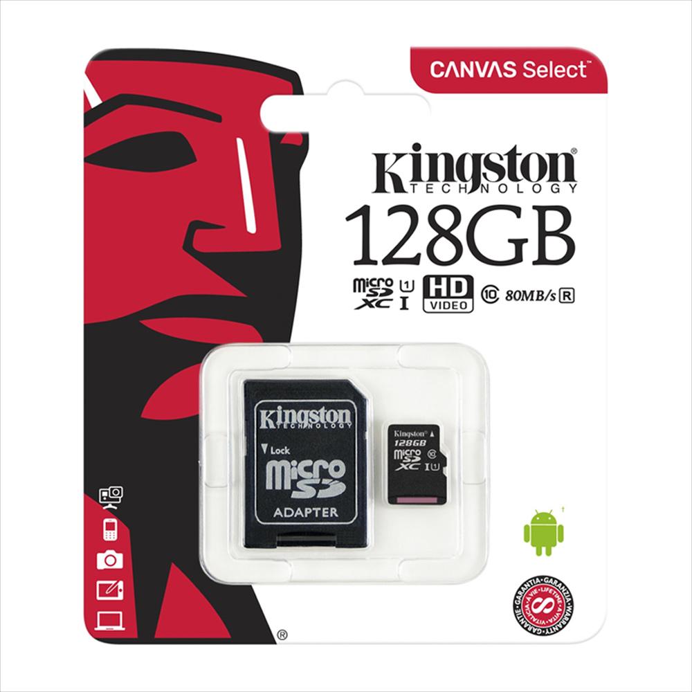 Kingston 128GB Canvas Select MicroSD Memory Card (SD Adaptor Included)-Repair Outlet