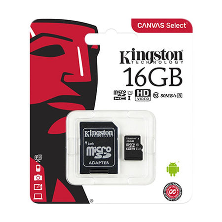Kingston 16GB Canvas Select MicroSD Memory Card (SD Adaptor Included)-Repair Outlet