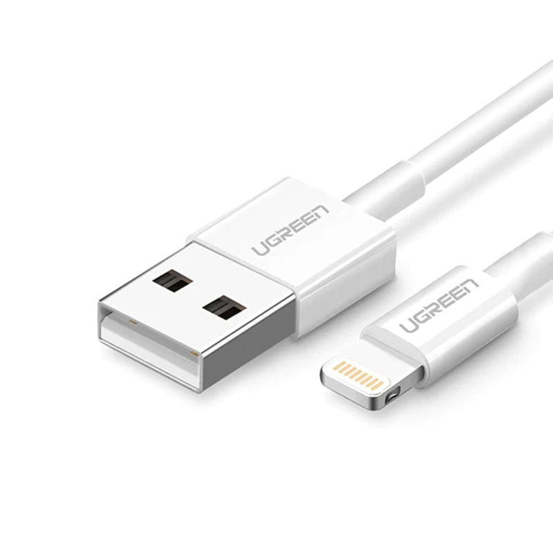 UGREEN USB-A Male to Lightning Male Cable Nickel Plating ABS Shell 1m (White)-Repair Outlet