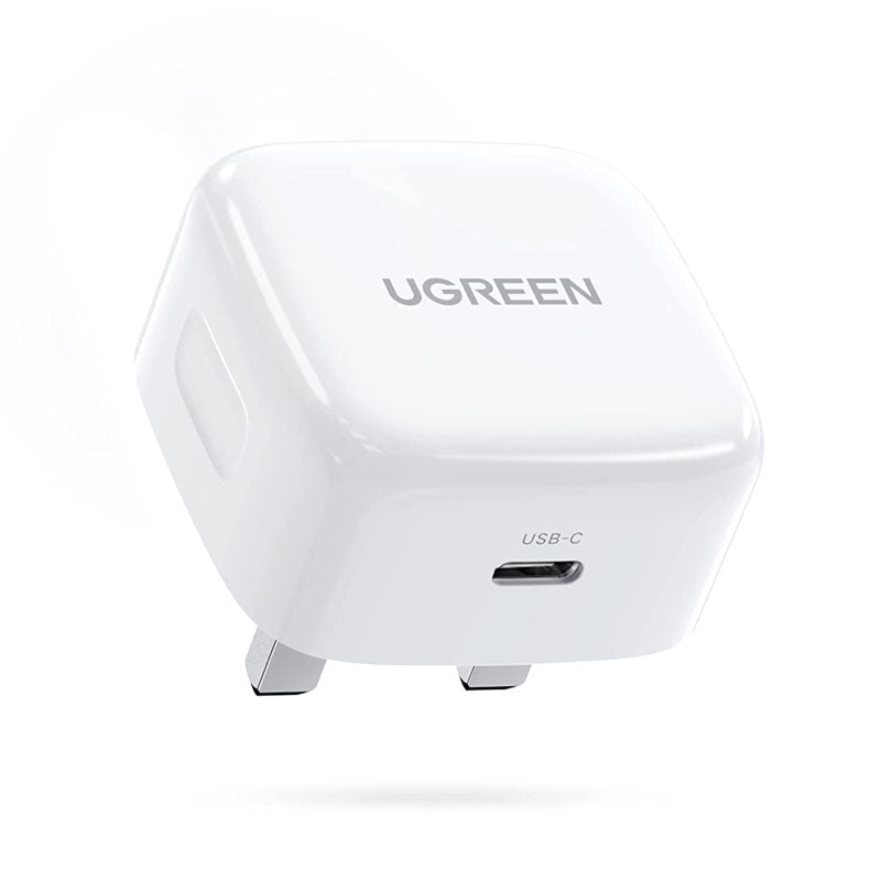 Ugreen PD 20W USB-C Fast Wall Charger Adapter 3 Pin Plug (White)-Repair Outlet