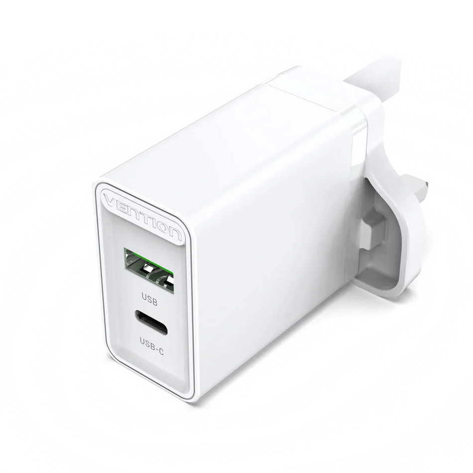 Vention Two-Port USB (A+C) Wall Charger (18W/20W) - FBBW0-UK